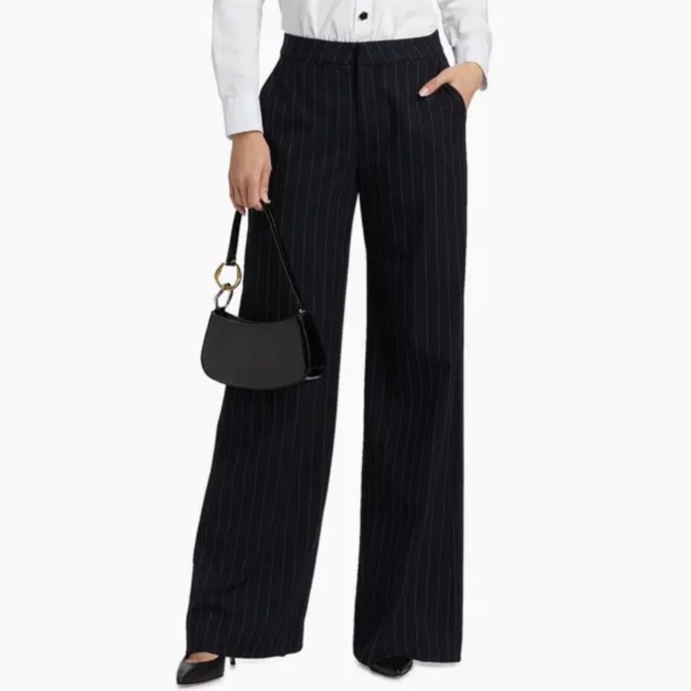 L'AGENCE Black Pinstripe Wide Leg Pants